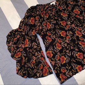 Floral Top with Flounce Sleeves